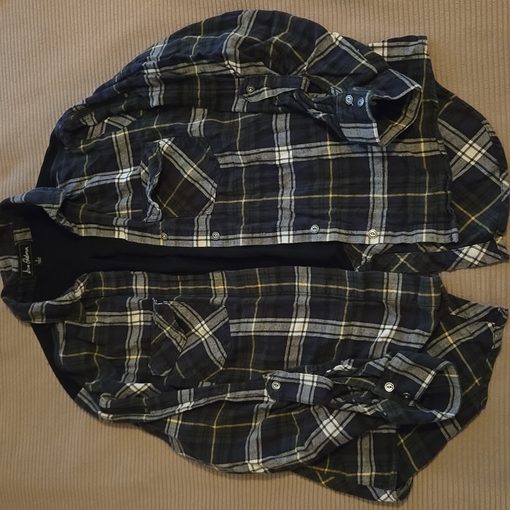 Sam Edelman Black and Yellow Plaid Shirt